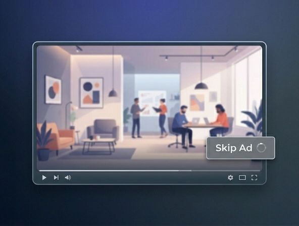 Screenshot of a skippable (in stream) youtube ad Disable Skip Ad countdown (bottom right corner)