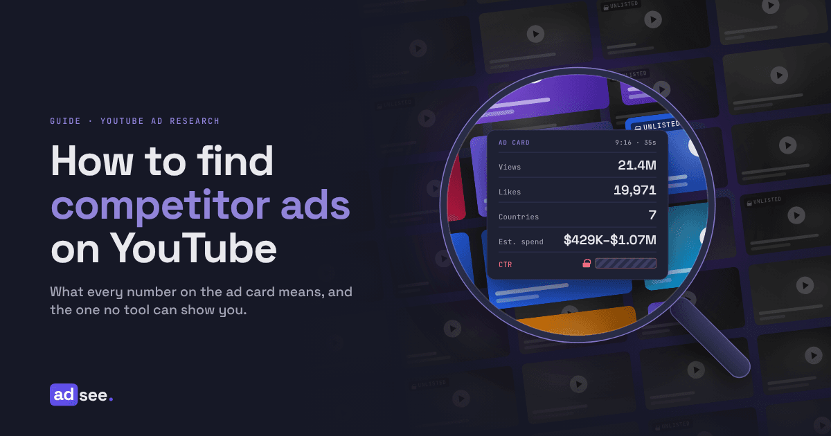 How to Find Competitor Ads on YouTube: A Complete Guide to Every AdSee AI Feature and Every Number on the Ad Card